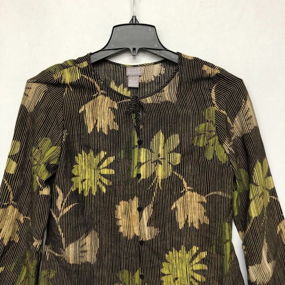 Sigrid Olsen Women Blouse Top Button Shirt Size Small Wool Silk Floral B243 -13 - Picture 9 of 14